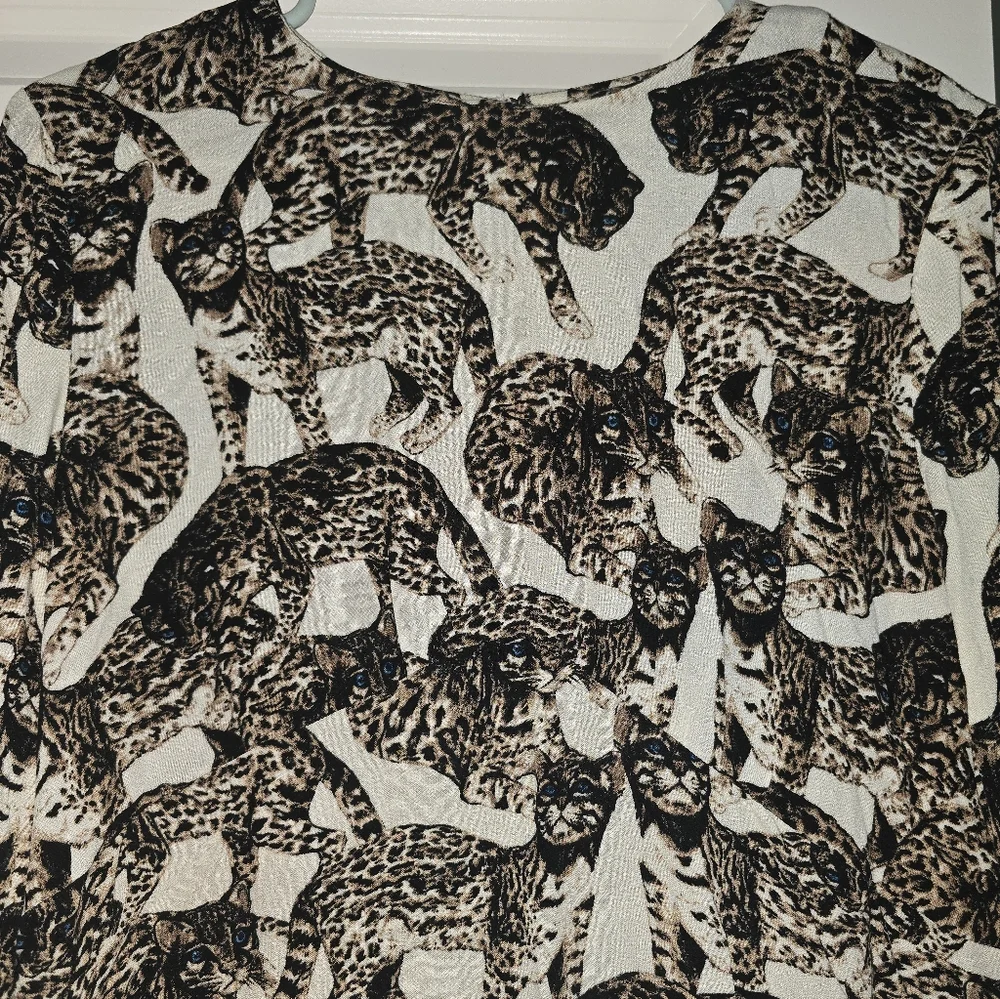 H&M Bengal Cat Print Novelty Dress Long Sleeve Animal Print EU 40 US 10 - Picture 16 of 16